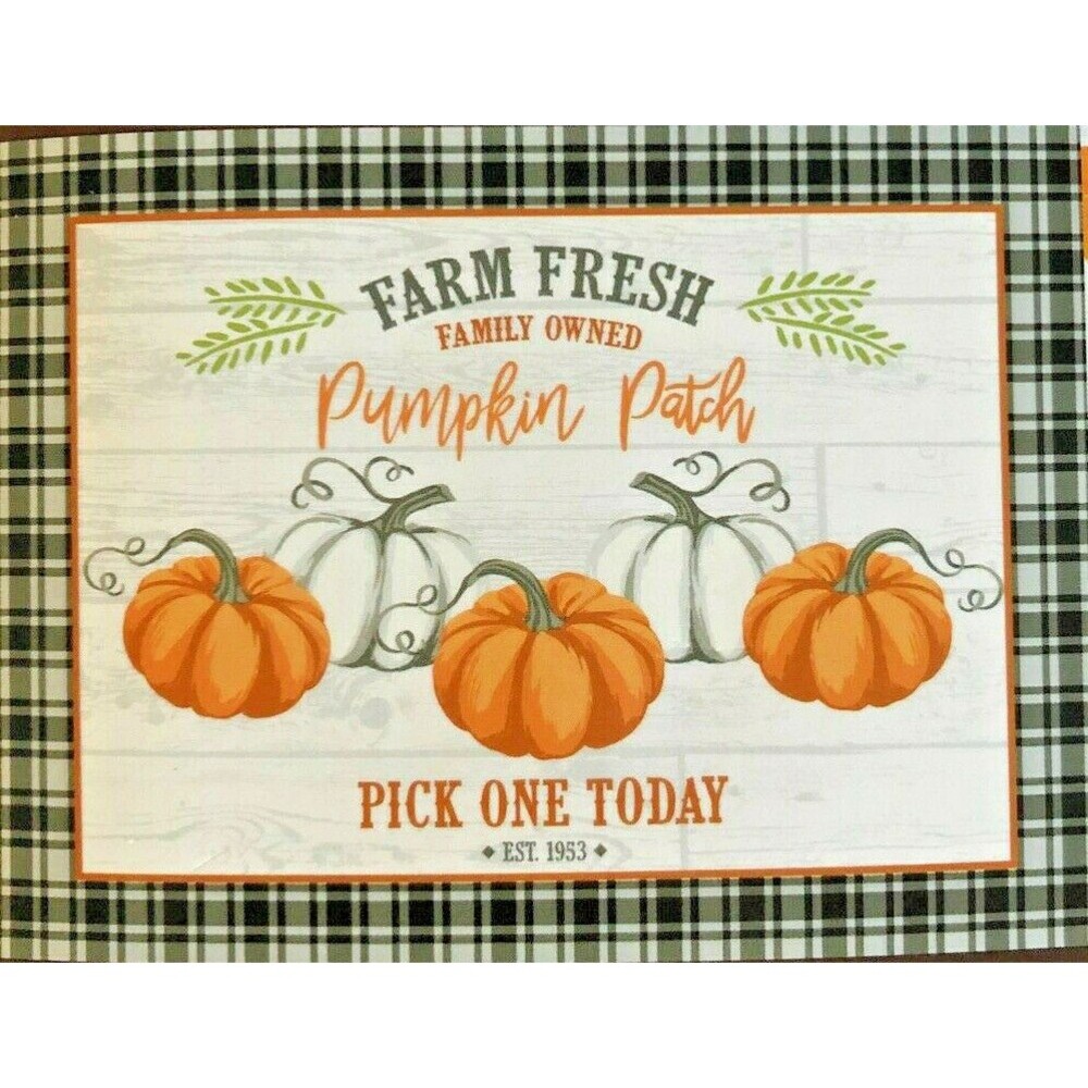 Farm Fresh Large Dish Drying Mat Absorbent Pumpkins Thanksgiving Fall 15X20"